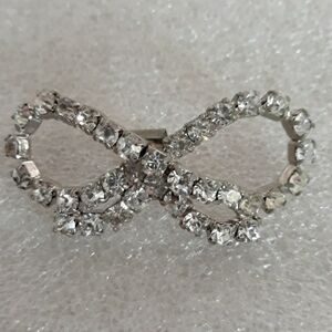 VTG Art Deco Nouveau Crystal Rhinestone Bow, Jewelry Clip Brooch
